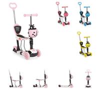 Moni Patinete Infantil Lollipop 3 en 1, Asiento, Ruedas Delanteras de PU con LED, Color:Rosa