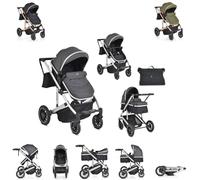 Moni silla de paseo combi 2en1 Thira capazo, convertible asiento sport cubrepiés, colores:canoso