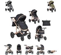 Moni silla de paseo combi 2en1 Thira capazo, convertible asiento sport cubrepiés, colores:negro