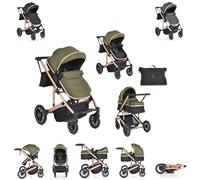 Moni silla de paseo combi 2en1 Thira capazo, convertible asiento sport cubrepiés, colores:verde