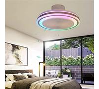 MONIK Ventilador de Techo con Luz RGB, Plafon LED, Bluetooth, Mando a Distancia, Silencioso, Regulable, Dormitorio, 50 cm x 21 cm, Blanco Frío