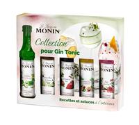 MONIN - Caja de jarabe MONIN para ginebra tonónica sabores rosa/flor de saúco/fresa/fruta de la pasión/pepino - Para cóctel con o sin alcohol - Aromas naturales - Botella de cristal - 5 cl