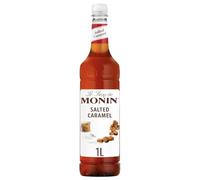 MONIN Jarabe de caramelo salado de primera calidad de 1 litro, para café | Apto para veganos, creación de café con leche, mezclador de cócteles, esencial para bar y cafetería, llovizna de postres