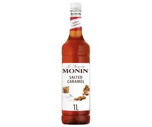 MONIN Jarabe de caramelo salado de primera calidad de 1 litro, para café | Apto para veganos, creación de café con leche, mezclador de cócteles, esencial para bar y cafetería, llovizna de postres