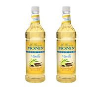 Monin - Jarabe de vainilla sin azúcar, sabor a grano de vainilla, ideal para café, cócteles y latones, sin gluten, sin OMG (1 litro, 2 unidades)