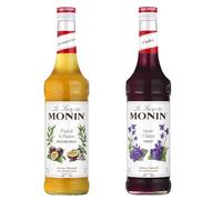 MONIN - Surtido de jarabe de frutas de la pasión y jarabe morado - Para Prosecco, Cóctel, té helado, limonada - aromas naturales - Botella de cristal - 2 x 70 cl