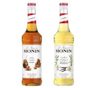 MONIN - Jarabe de caramelo surtido y jarabe de vainilla para café, capuchino, café con leche y chocolate caliente - Sabores naturales - 2 x 70 cl