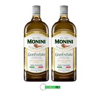 Monini GranFruttato - Aceite de oliva virgen extra (2 unidades, 100% italiano/Olio Extravergine di Oliva 1Lt + llavero Beni Culinari gratuito)