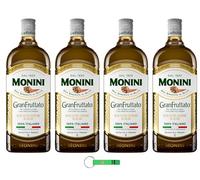 Monini GranFruttato - Aceite de oliva virgen extra (4 unidades, 100% italiano/Olio Extravergine di Oliva 1Lt + llavero Beni Culinari gratuito)