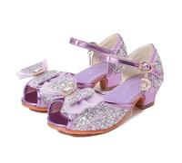 Monissy Niña Sandalias de Vestir Princesa Elsa Zapatos de Princesa Cendrillon Antideslizante Zapatos de Vestir Disfraz Diario Lentejuelas Navidad Cóctel Bodas Tacón Altos,Morado,37 EU