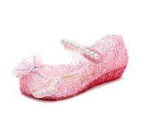 Monissy Niña Sandalias de Vestir Princesa Elsa Zapatos para Disfraz Punta Cerrada Antideslizante Cenicienta Navidad Zapatos para Niños con Lazos Lentejuelas Cumpleaños Regalo,Rosa,24 EU