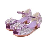 Monissy Niña Zapatos de Vestir Princesa Elsa Sandalias de Vestir Cendrillon Rapunzel Zapatos para Disfraz Antideslizante Punta Abierta Tacón Altos Transpirable Navidad Fiesta Cumpleaños,Morado,28 EU