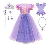 Monissy Princesa Sofía Verano Rapunzel Disfraz para Niños y Niñas Vístete con un Vestido Princesa de Manga corta Disfraces de Cosplay Accesorios Víspera de Todos los Santos Navidad,Mordao,110