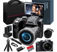 Monitech 64mp cámara digital para fotografía, foto vlogging 4K para YouTube con pantalla de 3 pulgadas, zoom digital de 16x, conexión Wi - FI, autofoco, trípode, 2 pilas, tarjeta TF 32gb(S200)