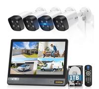 Monitor 4K Ultra HD y todo en uno: sistema de cámara de seguridad para exteriores con cable, cámaras POE para seguridad del hogar, sistemas de videovigilancia NVR con detección de movimiento