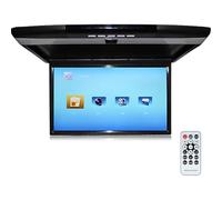 Monitor abatible de 17,3 pulgadas y 1080P para techo de coche, reproductor de techo para coche, TV con puerto HDMI, USB, SD, IR, FM, pantalla TFT digital ultrafina de 16:9.,Black
