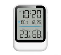Monitor ambiental digital para interiores con termómetro higrómetro y reloj para rastrear cambios de temperatura y humedad (blanco)