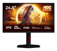 AOC 25G4KUR Monitor Gaming 25 Pulgadas FHD, 400 Hz, Fast IPS, 1 ms GtG, Adaptive Sync, HDR400, G-Sync Compat., Altura Ajustable (1920x1080, 2X HDMI 2.0, 1x DP 1.4, USB-C), Negro/Rojo
