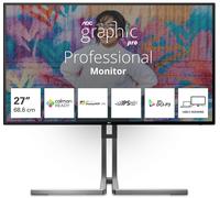 AOC U27U3CV Monitor 27 Pulgadas UHD, 60Hz, Nano IPS, 4 ms GtG, Adaptive Sync., VESA HDR400, Altura Ajustable, Altavoces (3840x2160, 2X HDMI2.0, 1x DP 1.4, USB-C), Negro