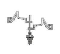 Monitor Arms Dual Monitor Mount Arm 14-32 Inch Adjustable Gas Spring Monitor Mount Stand Dual Monitor Mount for 4.4-19. 8 Lbs Each Arm C- Clamp and Grommet Base Monitor Accessories (Silver)