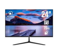 Monitor Atlantis de 24 pulgadas, pantalla de 24" IPS 75Hz, Full HD 1920x1080, VGA HDMI DP, Multimedia, FreeSync, salida de audio/auriculares, inclinación, respuesta 5ms, contraste 1000:1, ángulo