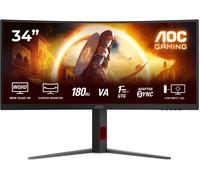 AOC Gaming CU34G4 - Monitor Quad HD de 34 Pulgadas, 180 Hz, 1 ms, FreeSync Prem., HDR10 (2560x1440, 1x HDMI 2.0, 1x DisplayPort 1.4) Negro-Rojo