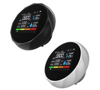 Monitor de aire completo con detección de dióxido de carbono, medición de 6 factores, incluyendo temperatura humedad TVOC y alertas audibles (blanco)