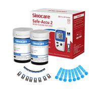 Monitor de azúcar en sangre Sinocare Safe Accu 2 con tecnología avanzada, 200 memorias para conocer los cambios de valor | Solo 50 piezas × (tiras + lancetas) | mg/dl