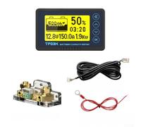 Monitor de batería de 8 a 120 V, medidor Coulomb para capacidad de batería de fosfato de hierro y litio, pantalla de corriente de 0-150 A/0-500 A con datos de potencia de voltaje real (luz amarilla