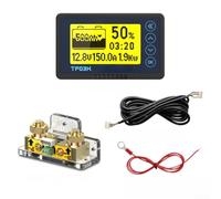 Monitor de batería de 8 a 120 V, medidor Coulomb para capacidad de batería de fosfato de hierro y litio, pantalla de corriente de 0-150 A/0-500 A con datos de potencia de voltaje real (luz amarilla