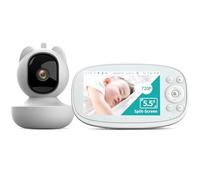 Monitor de bebé con cámara 1080P de 5,5", batería de 5000 mAh, visión nocturna, audio bidireccional y zoom 5x