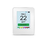 Monitor de calidad del aire, 0,3 um/ 0,5 μm/ 1,0 μm/ 2,5 μm/ 5,0 μm/ 10 um Contador de partículas de polvo Pantalla 2600 mAh Detector de CO2 recargable Calidad del aire inteligente