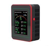 Monitor de calidad del aire 15 en 1 con pantalla en tiempo real, sensor AQI HCHO PM2.5 Detección de humedad y temperatura para control de aplicación TUYA, batería recargable de 2000 mAh (negro)
