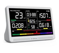 Monitor de calidad del aire 16 en 1 para interiores, pantalla de 7 pulgadas, 9 AQI+7 alertas de AQI, medidor de calidad del aire para CO2, TVOC, PM2.5 PM1.0 PM10, HCHO, temperatura humedad AQI y