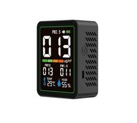 Monitor de calidad del aire 5 en 1 para PM2.5, PM10, PM1.0, temperatura y humedad, sensor de alta precisión con resolución de 1PPM, seguimiento en tiempo real, recargable por USB-C, alarma audible