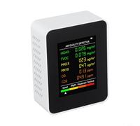 Monitor de calidad del aire 6 en 1 con C k2, PM2.5, PM10, detección de TVOC, probador portátil de contaminación del aire interior, analizador de gas múltiple de escritorio para oficina en casa (blanco