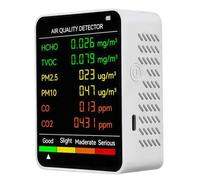 Monitor de calidad del aire 6 en 1, monitor de calidad del aire en interiores, detecta PM2.5 PM10 TVOC CO2, probador de calidad del aire con pantalla LCD, probador de contaminación del aire interior