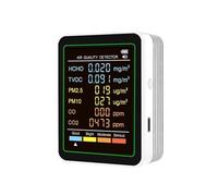 Monitor de calidad del aire, Detector de calidad del aire multifuncional 6 en 1, medidor de temperatura y humedad(White 6 in 1)