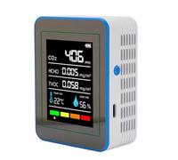 Monitor de Calidad del Aire en Interiores, 5 en 1 CO2 TVOC HCHO Temperatura Medidor de Humedad con Cable USB, Probador de Calidad del Aire para Home Office School Hotel (Blan y