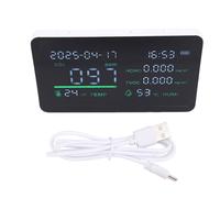 Monitor de calidad del aire en interiores, 7 en 1 HCHO TVOC Temperatura Medidor de humedad Medidor de calidad del aire recargable para espacios para el hogar, la oficina y la