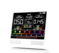 Monitor de calidad del aire interior 16 en 1 con PM1.0, PM2.5, PM10, CO2, HCHO, TVOC, temperatura, humedad, visualización de tiempo y 7 alarmas AQI. Probador profesional de calidad del aire para el
