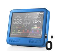 Monitor de calidad del aire interior 16 en 1 con PM1.0, PM2.5, PM10, CO2, HCHO, TVOC, temperatura, humedad, visualización de tiempo y 7 alarmas AQI. Probador profesional de calidad del aire para el