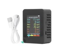 Monitor de calidad del aire Pantalla de luz de fondo LCD CO2 CO2 TVOC HCHO PM2.5 PM10 Detector con alarma para la oficina domiciliar (Negro)
