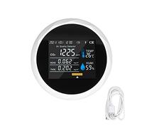 Monitor de Calidad del Aire Pantalla Inteligente a Color Monitoreo en Tiempo Real Carga USB Detector Digital portátil 5V Aplicable en Interiores y Exteriores (Blanca)