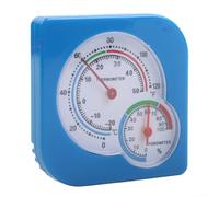 Monitor de clima interior con termómetro mecánico e higrómetro con indicador de rango de comodidad para zona de temperatura de 15 a 25 °C (azul)