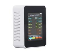 Monitor de CO2, medidores de calidad del aire interior, detector portátil de dióxido de carbono, pantalla LCD retroiluminada CO2 TVOC HCHO PM2.5 PM10 con reloj despertador, para el hogar, RV, tiendas