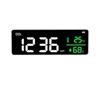 Monitor de CO2 Montado en la Pared Detector de Humedad y Temperatura Montado en la Pared Interior del Hogar con Alarma, Batería de 2000 MAh, Carga de Interfaz Micro USB, Pantalla
