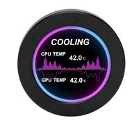 Monitor de datos de CPU de PC, pantalla IPS de temperatura de PC de 2.1 pulgadas, atenuación continua redonda AIDA64 para host (negro)