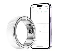 Monitor de frecuencia cardíaca, anillo inteligente portátil, rastreador de fitness, detector de sueño multifunción, monitor de salud ligero, podómetro, resistente al agua IP68, 12 color blanco