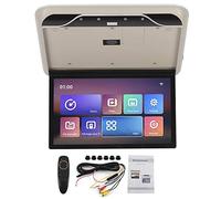 Monitor de Montaje en Techo de Coche, Monitor abatible de Montaje en Techo de Coche de 19 Pulgadas, TV de Techo HDMI Compatible con Control Remoto para for Android 10.0(Beige)